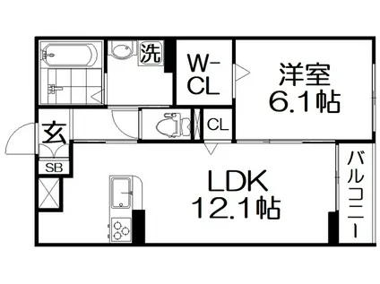 クオーレ III(1LDK/2階)の間取り写真