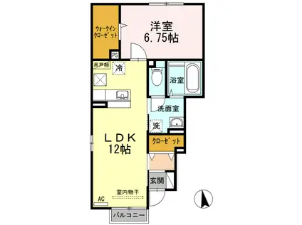 JR信越本線 押切駅 徒歩31分 2階建 築15年(1LDK/1階)の間取り写真