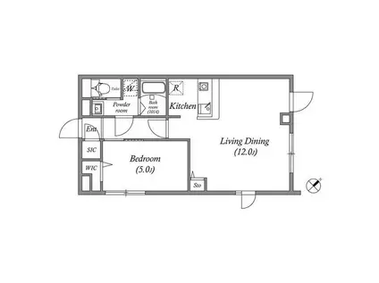 リバートシーズン南台(1LDK/5階)の間取り写真