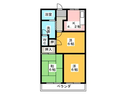 バームハイツ(2LDK/3階)の間取り写真