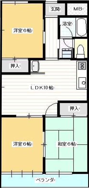 ロイヤルハイツ(3LDK/1階)の間取り写真