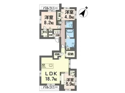 エメ ラ ファミーユ(3LDK/4階)の間取り写真