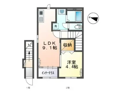 水戸市見川町 アパート工事(1LDK/2階)の間取り写真