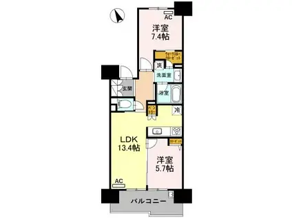 プレミスト金沢駅西本町802(2LDK/8階)の間取り写真