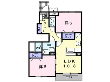 エスペランサI(2LDK/1階)の間取り写真