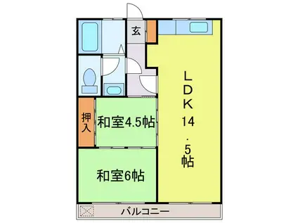 竹味マンション(2LDK/3階)の間取り写真
