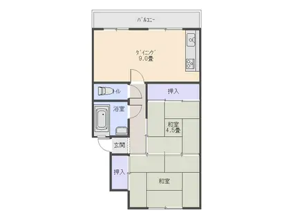 富士見ビル(2LDK/4階)の間取り写真