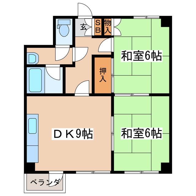 三共ユタカビル(2DK/5階)の間取り写真