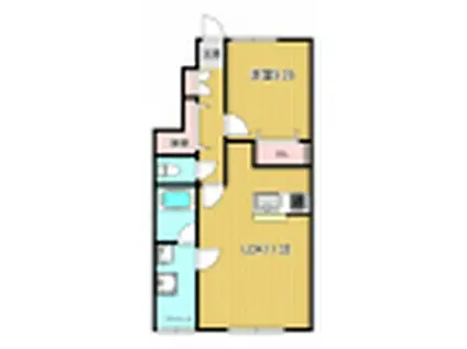 ブルジェオンA(1LDK/1階)の間取り写真