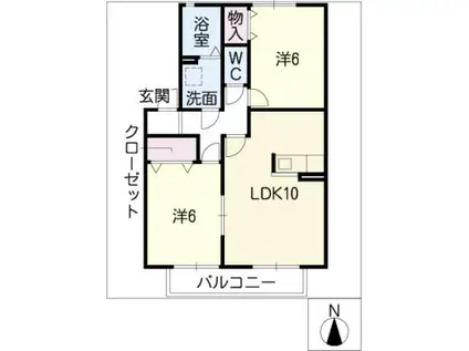 クレセール・エマーユII(2LDK/1階)の間取り写真