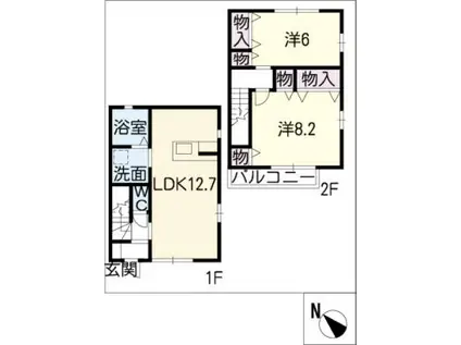 ミレーニア泉(2LDK/2階)の間取り写真