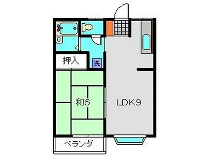 ダイアヒルズ(1LDK/1階)の間取り写真