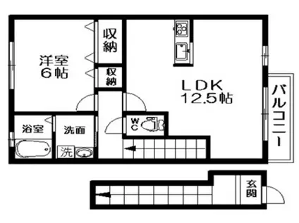サンガーデン一橋C棟(1LDK/2階)の間取り写真