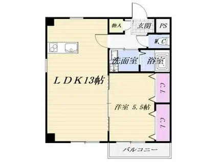 ドミールT・M(1LDK/2階)の間取り写真