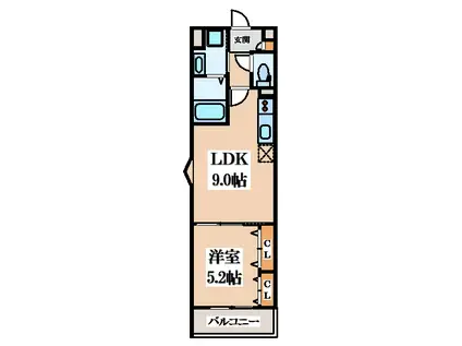 ピレーネ北条IV(1LDK/2階)の間取り写真