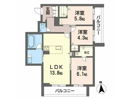 シャーメゾン 上水前寺(3LDK/3階)の間取り写真