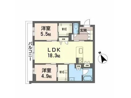 WITHPLUS天保山公園(2LDK/2階)の間取り写真