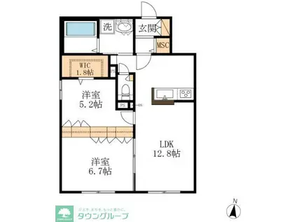 プライア桜山(2LDK/1階)の間取り写真