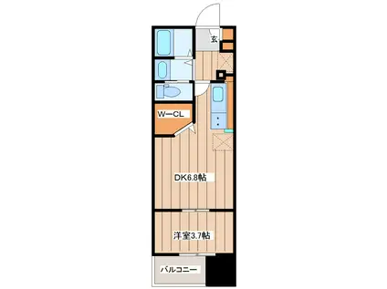 シェルグランデ鉄砲町東(1DK/14階)の間取り写真