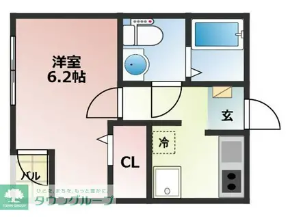 アルカディア(1K/2階)の間取り写真