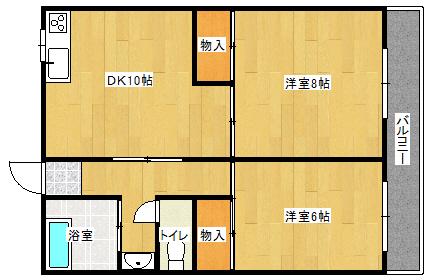 市川ビル(2DK/2階)の間取り写真