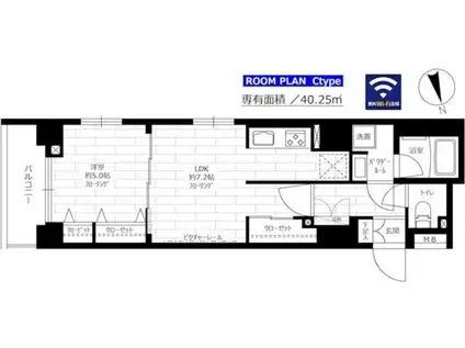 ステージグランデ上野(1LDK/13階)の間取り写真
