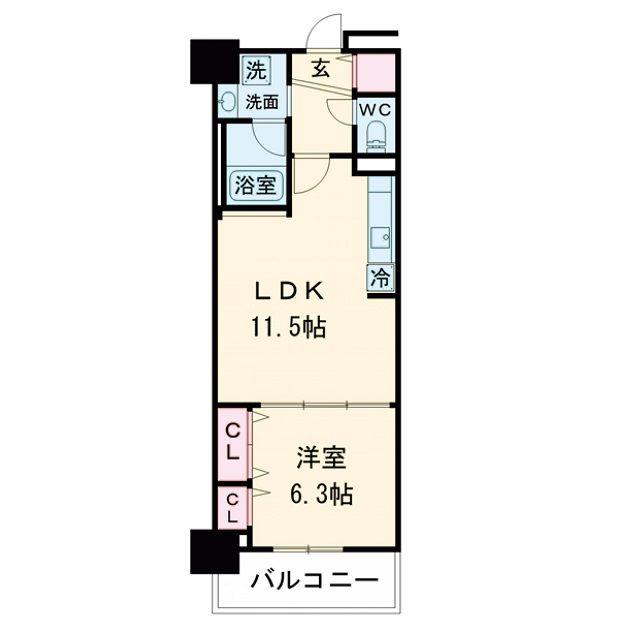 グランセジュール大国町(1LDK/3階)の間取り写真