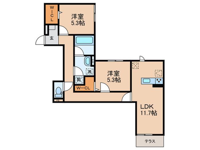 D-RESIDENCE枚方上之町(2LDK/1階)の間取り写真