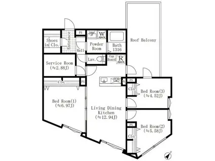 エディット西池袋(3LDK/5階)の間取り写真