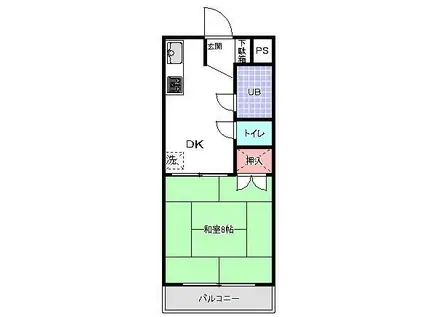 第二コーポ田中(1DK/1階)の間取り写真
