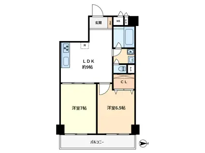 錦糸町ハイタウン(2LDK/6階)の間取り写真