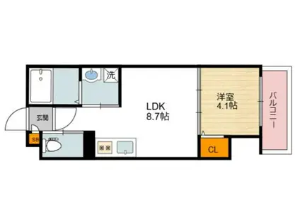 BUZZ北加賀屋(1LDK/3階)の間取り写真