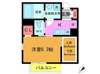 MY STYLE VINTAGE船橋南(1K/1階)の間取り写真