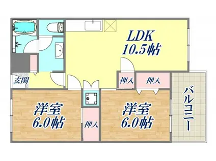 サンビルダー甲子園パークサイド(2LDK/1階)の間取り写真