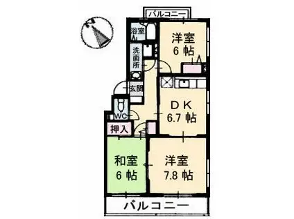 サンフレアー(3DK/2階)の間取り写真