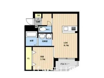 LIBTH箱崎南(1LDK/4階)の間取り写真