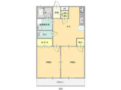 ロイヤルハイツハセガワ(2DK/2階)の間取り写真