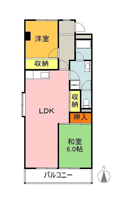 OS・SKYマンション植田南(2LDK/3階)の間取り写真