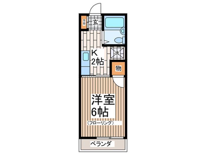 サンライズヒル湘南(1K/2階)の間取り写真
