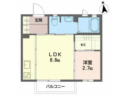 ディアスS(1LDK/2階)の間取り写真