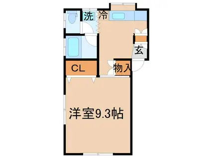 アスフォートB(1K/1階)の間取り写真