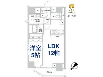 グラマシー横濱関内(1LDK/8階)の間取り写真