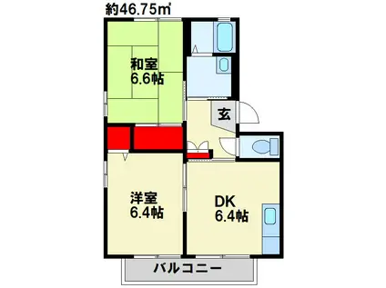 サンハイツ ソルト (2DK/2階)の間取り写真