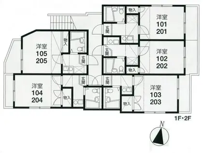 レジデンス本川越(1K/2階)の間取り写真