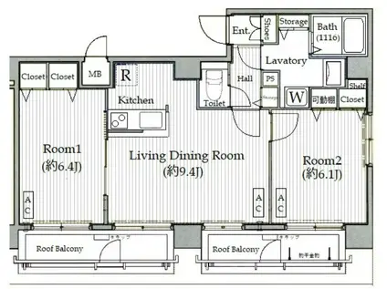 ガラステージ日本橋(2LDK/11階)の間取り写真