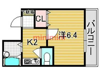 カサラポルティ(1K/1階)の間取り写真