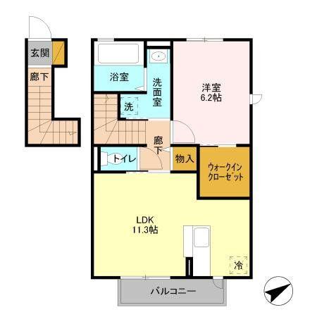 シルクガーデン(1LDK/2階)の間取り写真