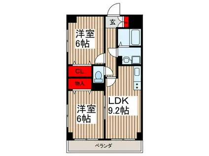 東武伊勢崎線 竹ノ塚駅 徒歩20分 5階建 築24年(2LDK/4階)の間取り写真