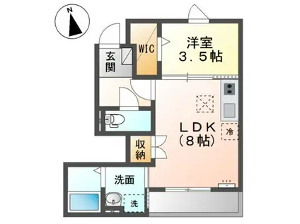 リガシー上松(1LDK/1階)の間取り写真