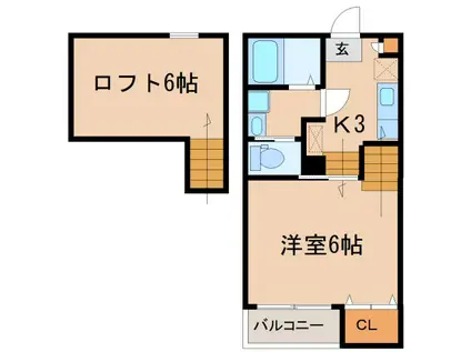 エミリア川内01(1SK/1階)の間取り写真